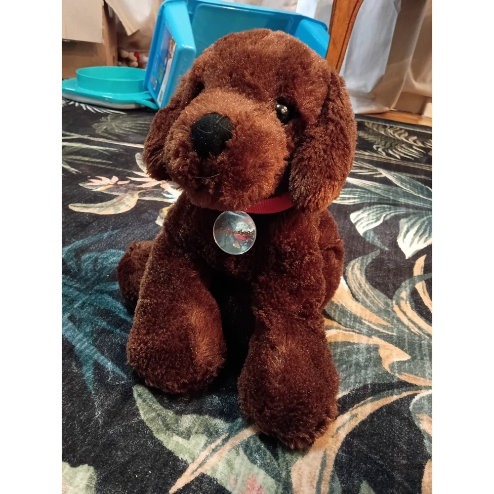 Nintendo Nintendogs Brown Plush Dog Stuffed Animal Red Collar 11" Toy 2009